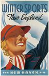 SASCHA MAURER (1897-1961). WINTER SPORTS / NEW ENGLAND / THE NEW HAVEN R.R. 1937. 42x27 inches, 107x70 cm. McCandlish Litho. Corp., Phi